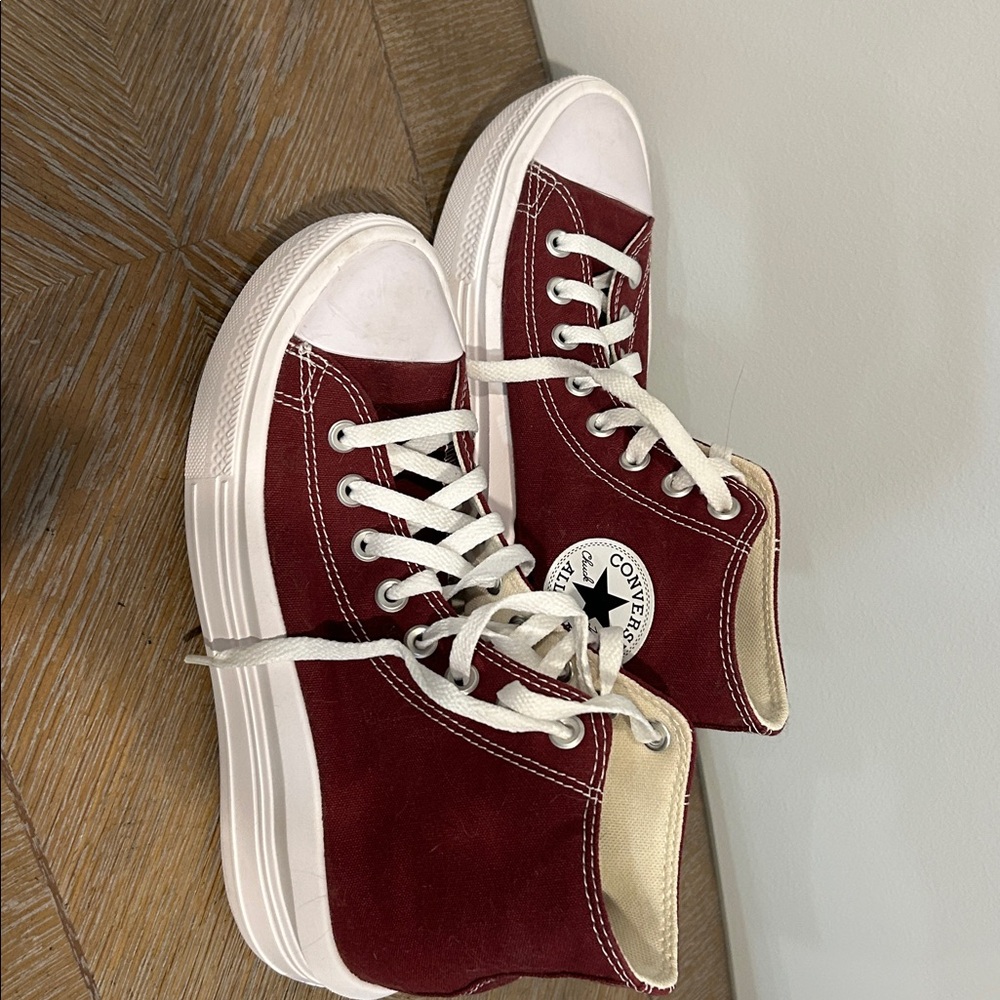 Converse Burgundy and White High-Tops